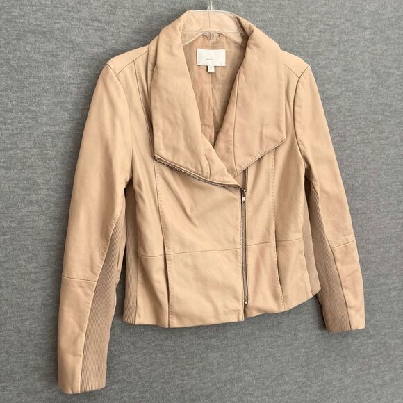 Walter Baker Leather Moto Jacket Size M Blush Nude Minimalist Luxury Minimalist - Picture 10 of 14